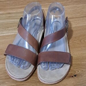 Aetrex Tamara Brown Leather Slingback Sandals Comfort Arch Support US 7.5
